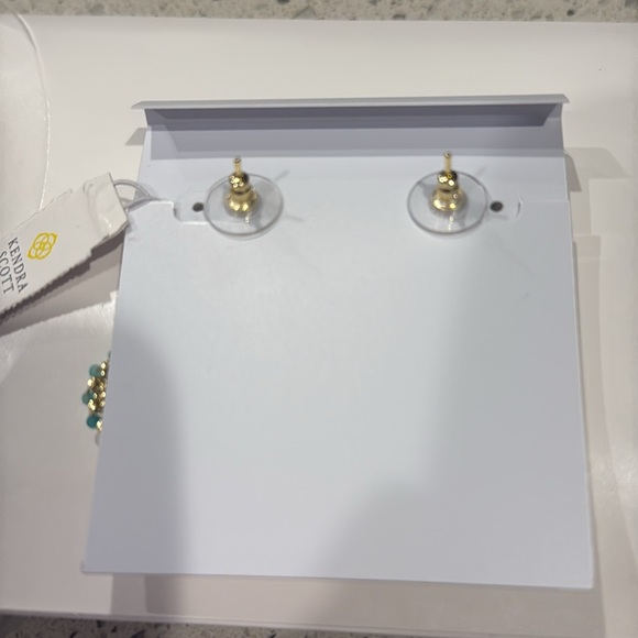 NWT Kendra Scott Beaded Camry Gold Statement Earrings in Iridescent Mix - Picture 7 of 7